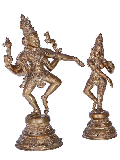 12" Dancing Shiva Parvati | Madhuchista Vidhana (Lost-Wax) | Panchaloha Bronze from Swamimalai