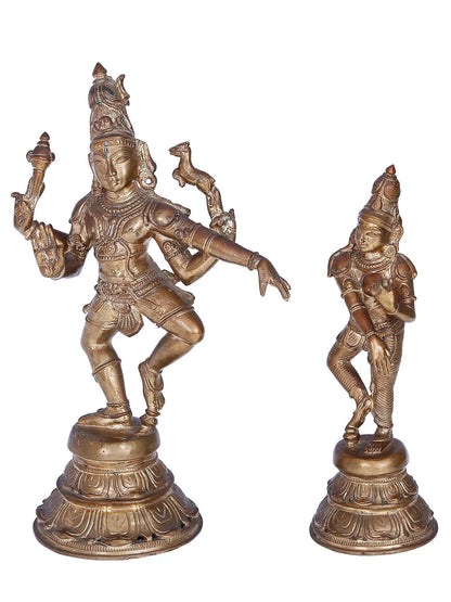 12" Dancing Shiva Parvati | Madhuchista Vidhana (Lost-Wax) | Panchaloha Bronze from Swamimalai