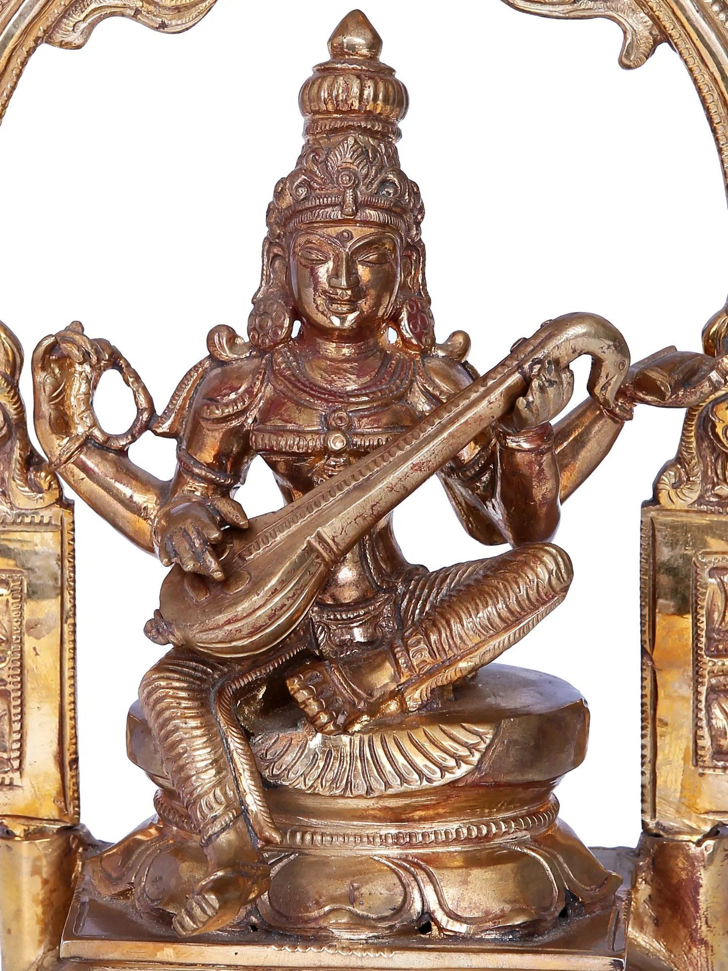 10'' Saraswati | Madhuchista Vidhana (Lost-Wax) | Panchaloha Bronze from Swamimalai