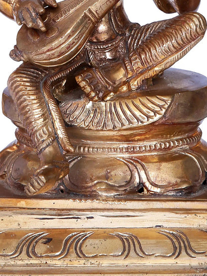 10'' Saraswati | Madhuchista Vidhana (Lost-Wax) | Panchaloha Bronze from Swamimalai