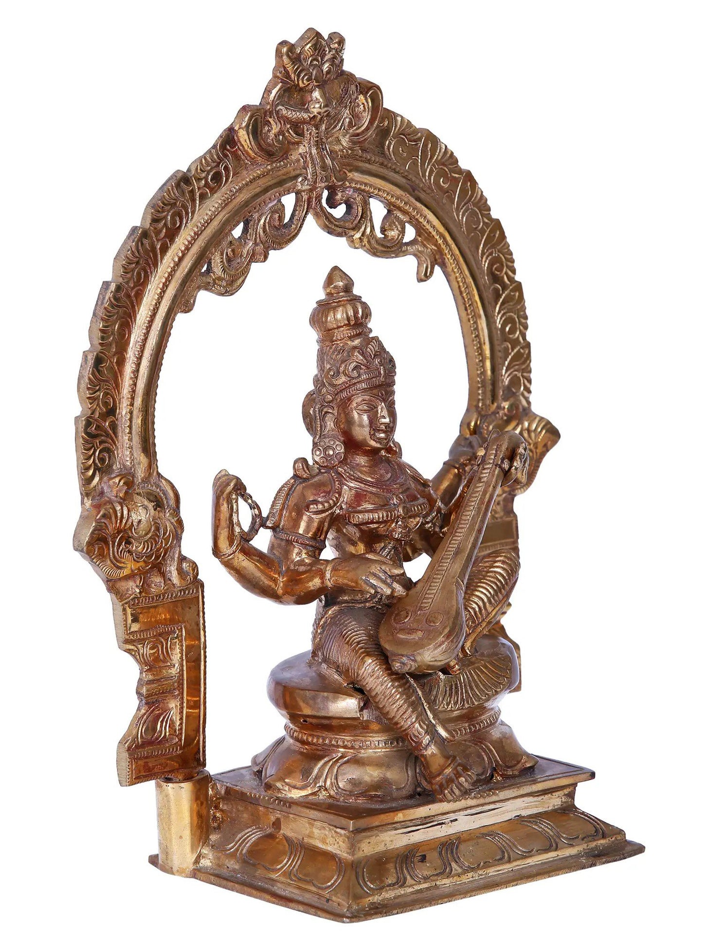 10'' Saraswati | Madhuchista Vidhana (Lost-Wax) | Panchaloha Bronze from Swamimalai