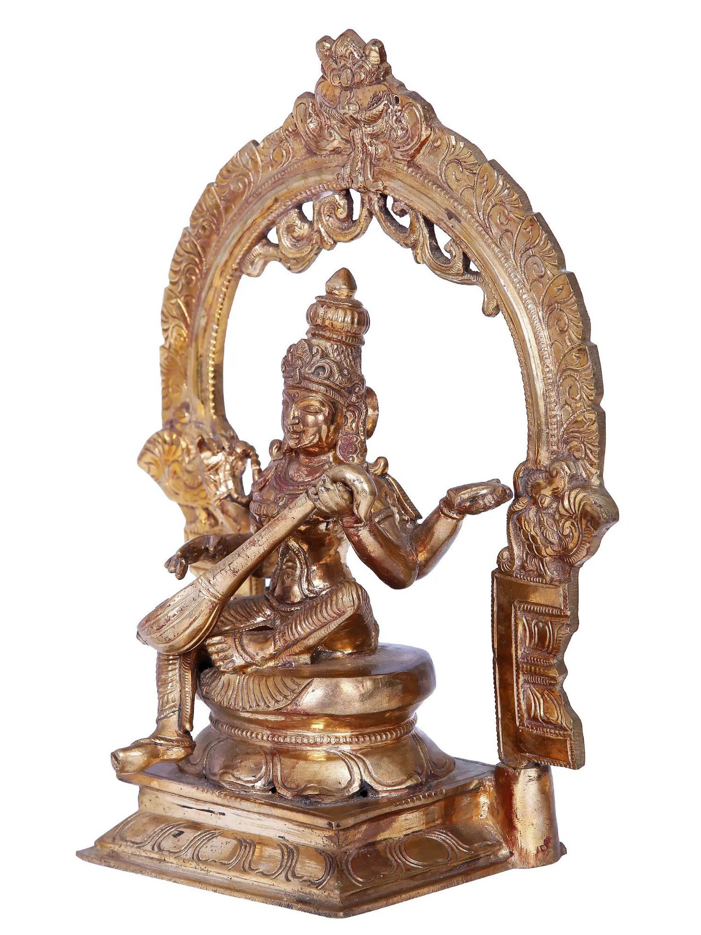 10'' Saraswati | Madhuchista Vidhana (Lost-Wax) | Panchaloha Bronze from Swamimalai