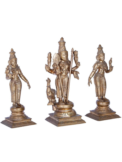 12'' Panchaloha Bronze Murugan set Idol from Swamimalai | Madhuchista Vidhana (Lost-Wax)