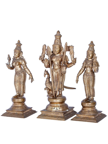 12'' Panchaloha Bronze Murugan set Idol from Swamimalai | Madhuchista Vidhana (Lost-Wax)