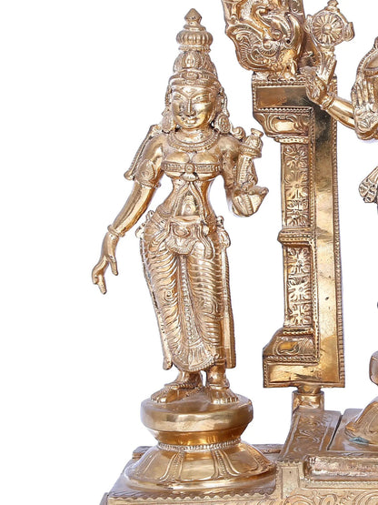 14'' Panchaloha Bronze Perumal set Statue from Swamimalai | Madhuchista Vidhana (Lost-Wax)