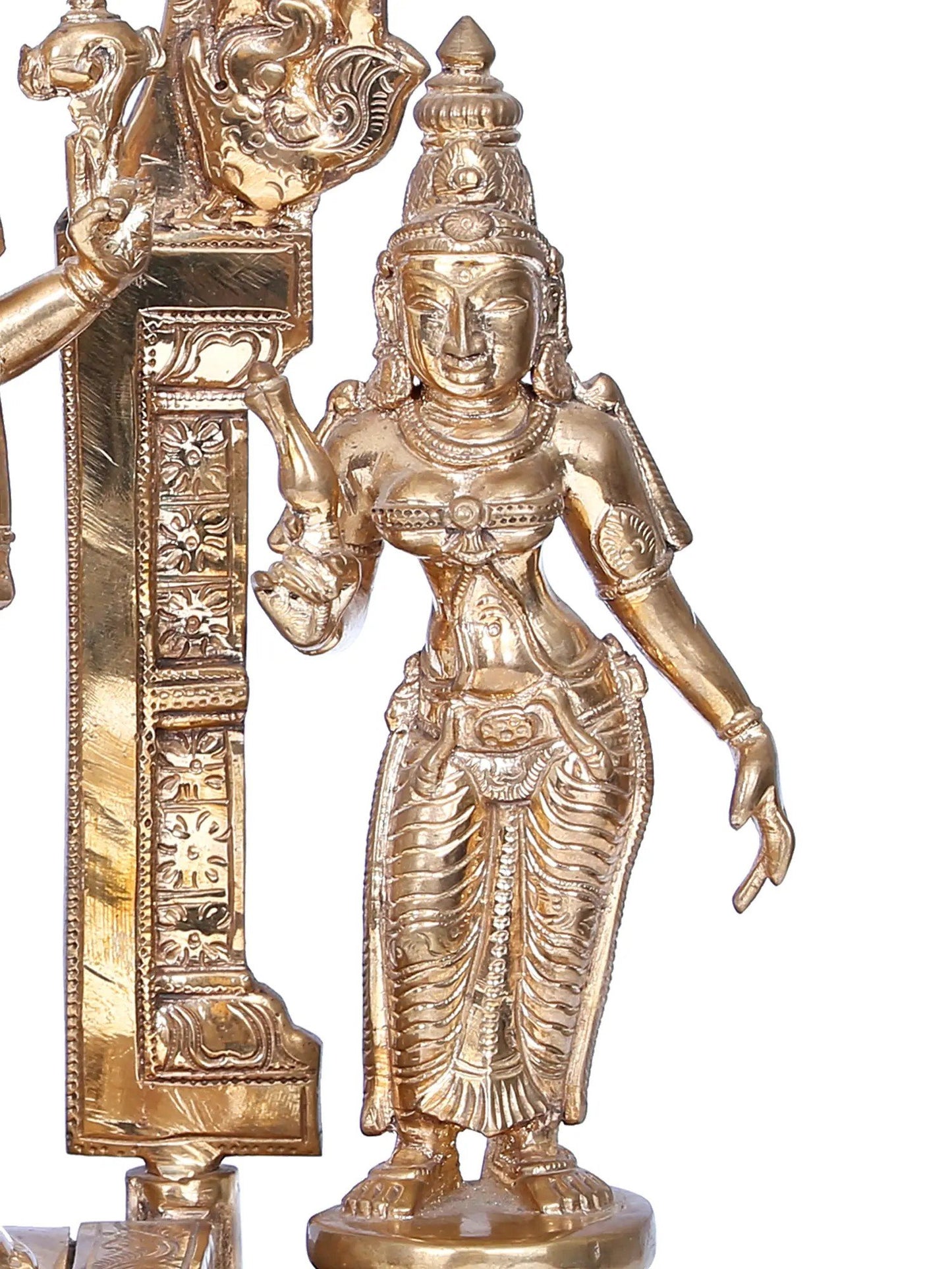 14'' Panchaloha Bronze Perumal set Statue from Swamimalai | Madhuchista Vidhana (Lost-Wax)