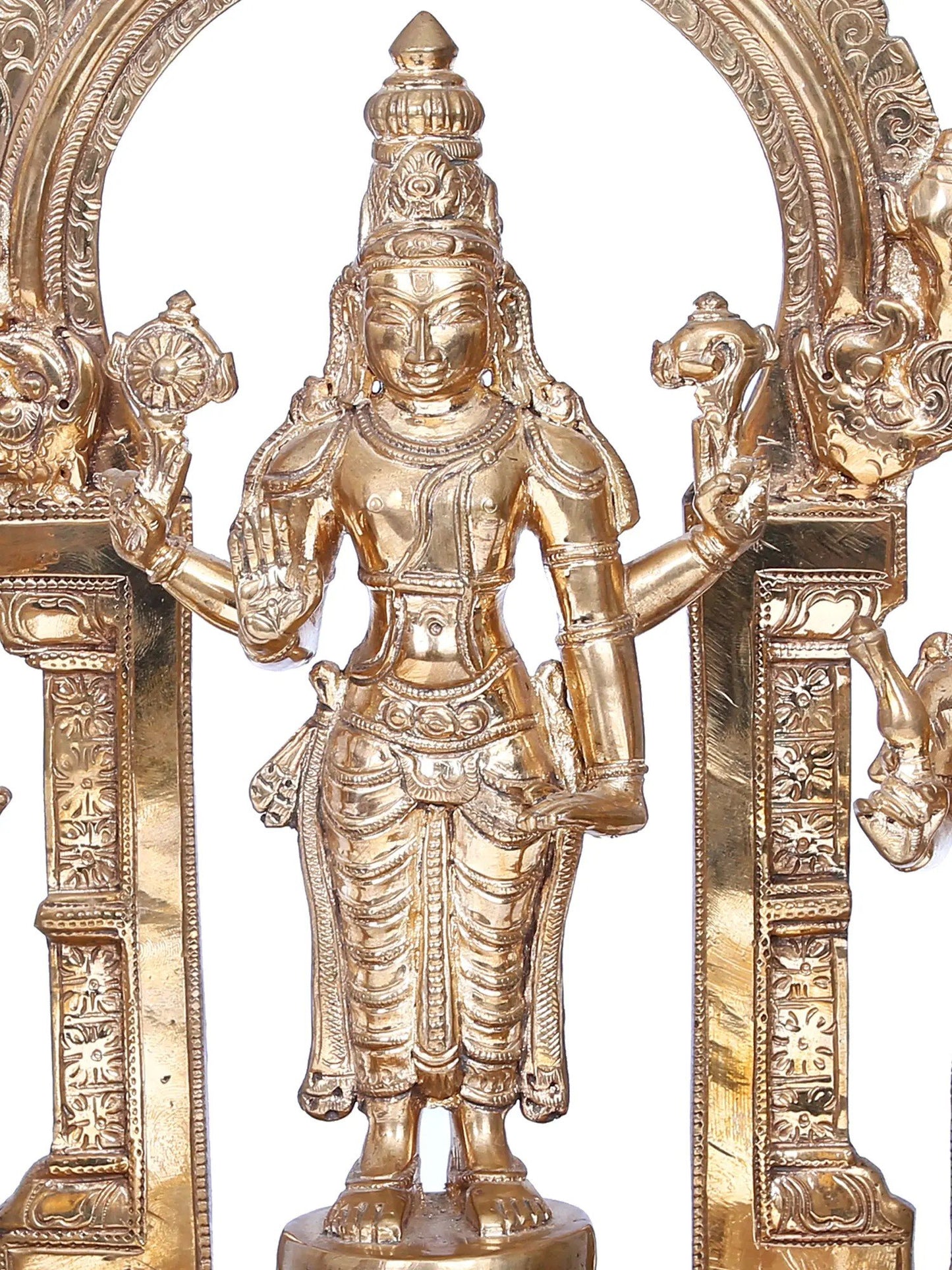 14'' Panchaloha Bronze Perumal set Statue from Swamimalai | Madhuchista Vidhana (Lost-Wax)