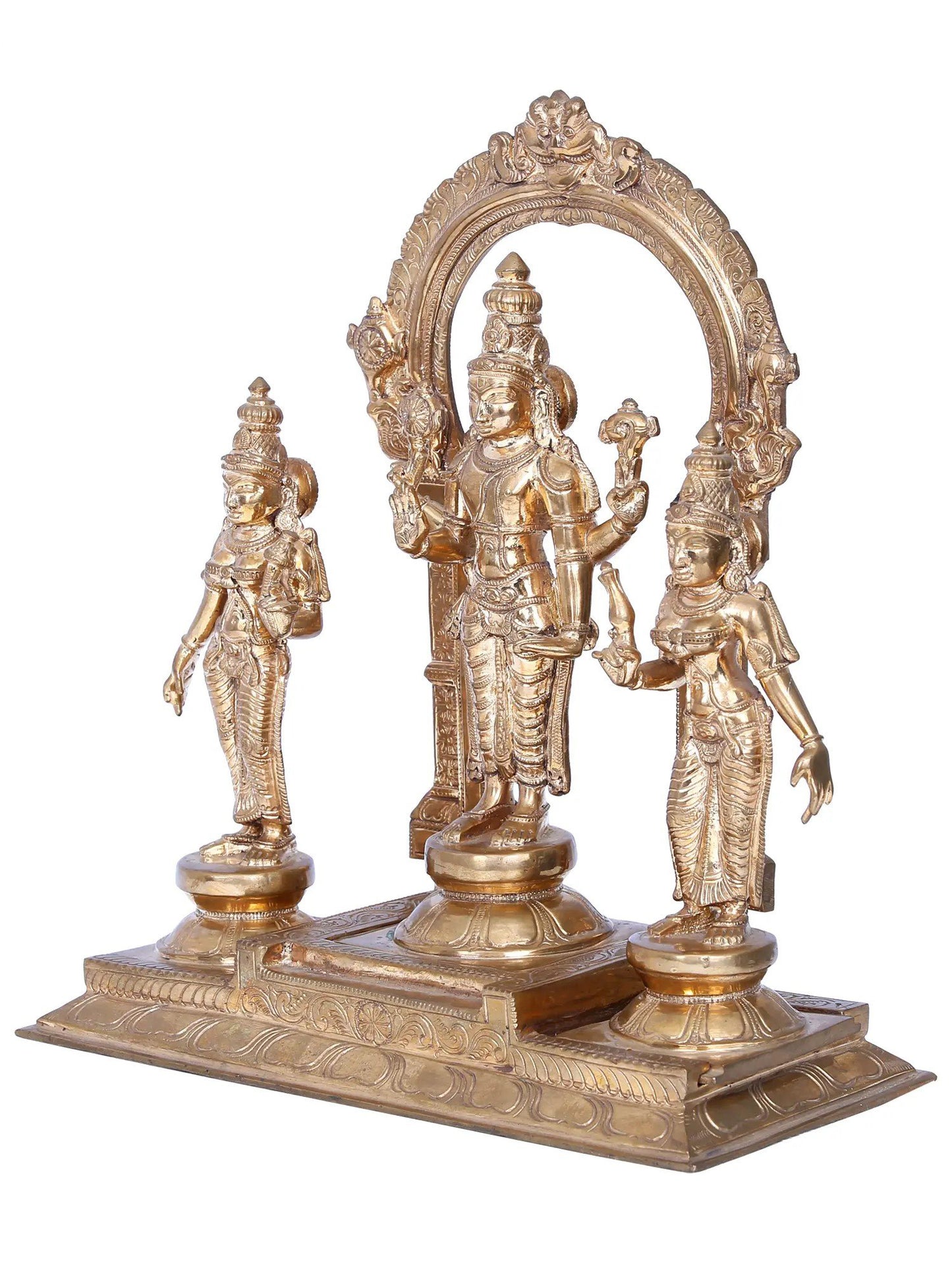 14'' Panchaloha Bronze Perumal set Statue from Swamimalai | Madhuchista Vidhana (Lost-Wax)