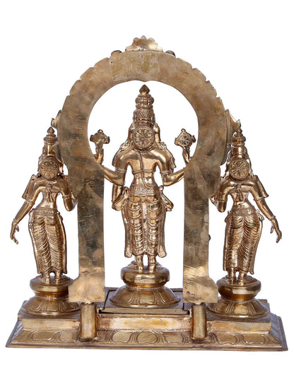 14'' Panchaloha Bronze Perumal set Statue from Swamimalai | Madhuchista Vidhana (Lost-Wax)