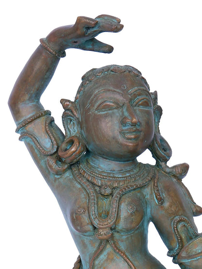 Lady Applying Vermillion | Madhuchista Vidhana (Lost-Wax) | Panchaloha Bronze from Swamimalai