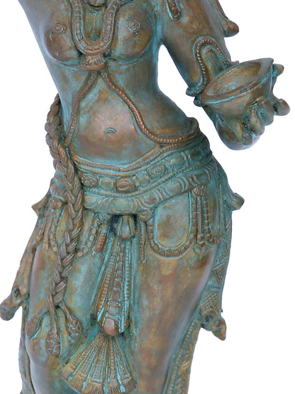 Lady Applying Vermillion | Madhuchista Vidhana (Lost-Wax) | Panchaloha Bronze from Swamimalai