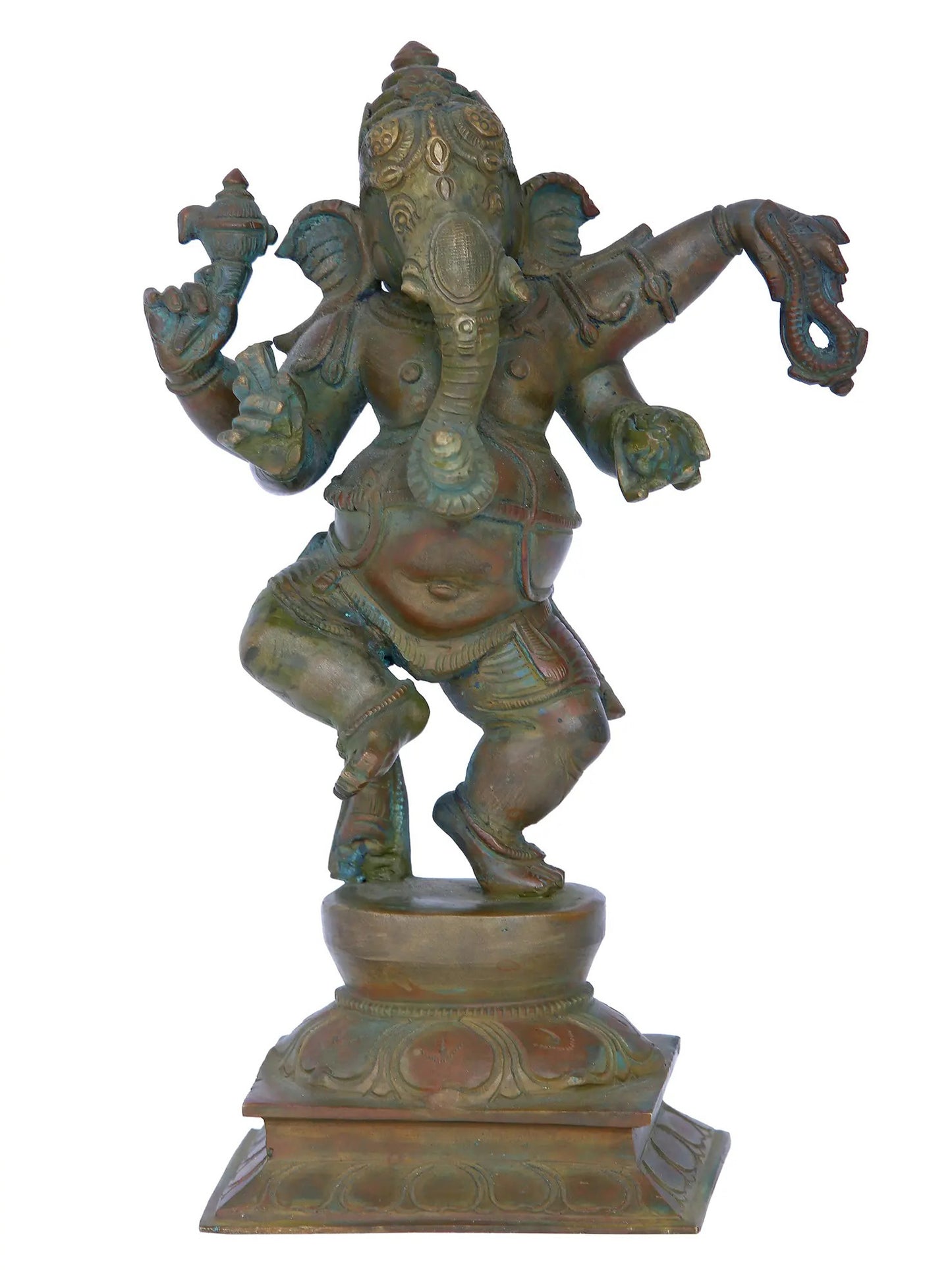 10'' Dancing Ganesha | Madhuchista Vidhana (Lost-Wax) | Panchaloha Bronze from Swamimalai