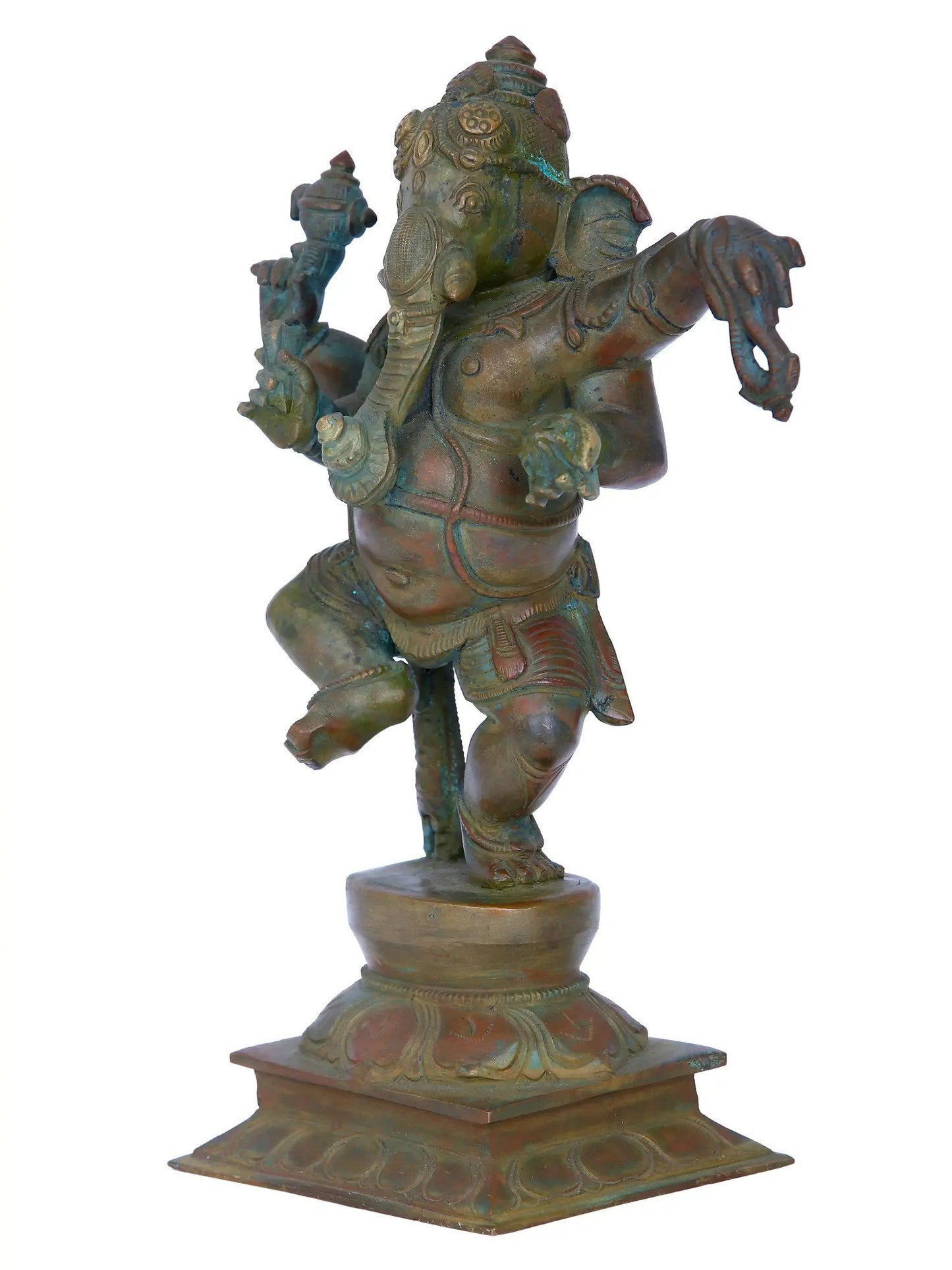 10'' Dancing Ganesha | Madhuchista Vidhana (Lost-Wax) | Panchaloha Bronze from Swamimalai