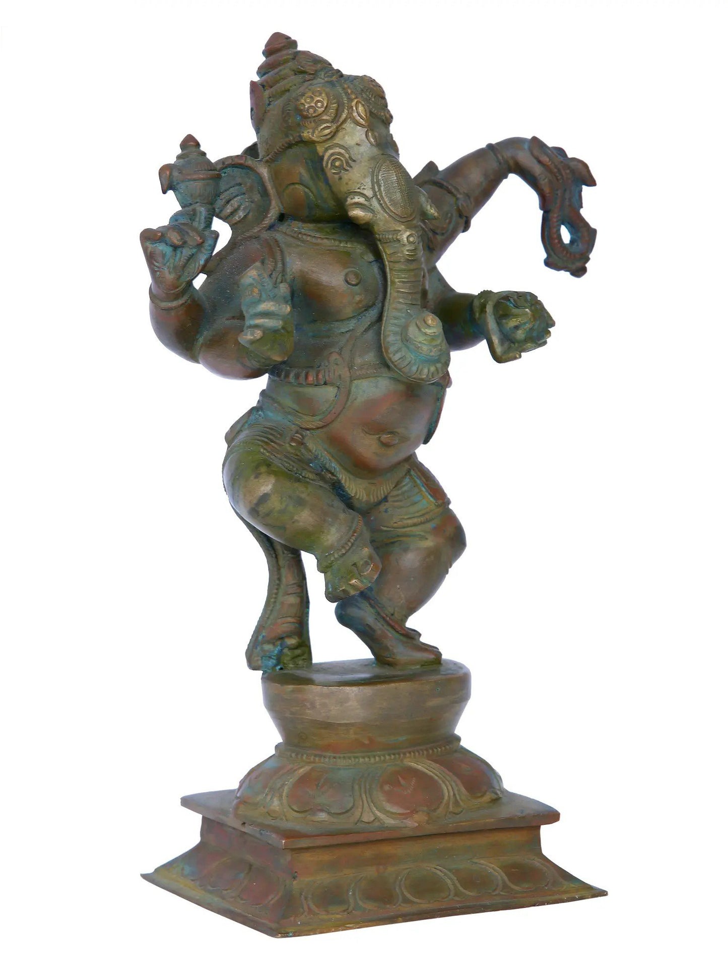 10'' Dancing Ganesha | Madhuchista Vidhana (Lost-Wax) | Panchaloha Bronze from Swamimalai