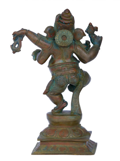 10'' Dancing Ganesha | Madhuchista Vidhana (Lost-Wax) | Panchaloha Bronze from Swamimalai