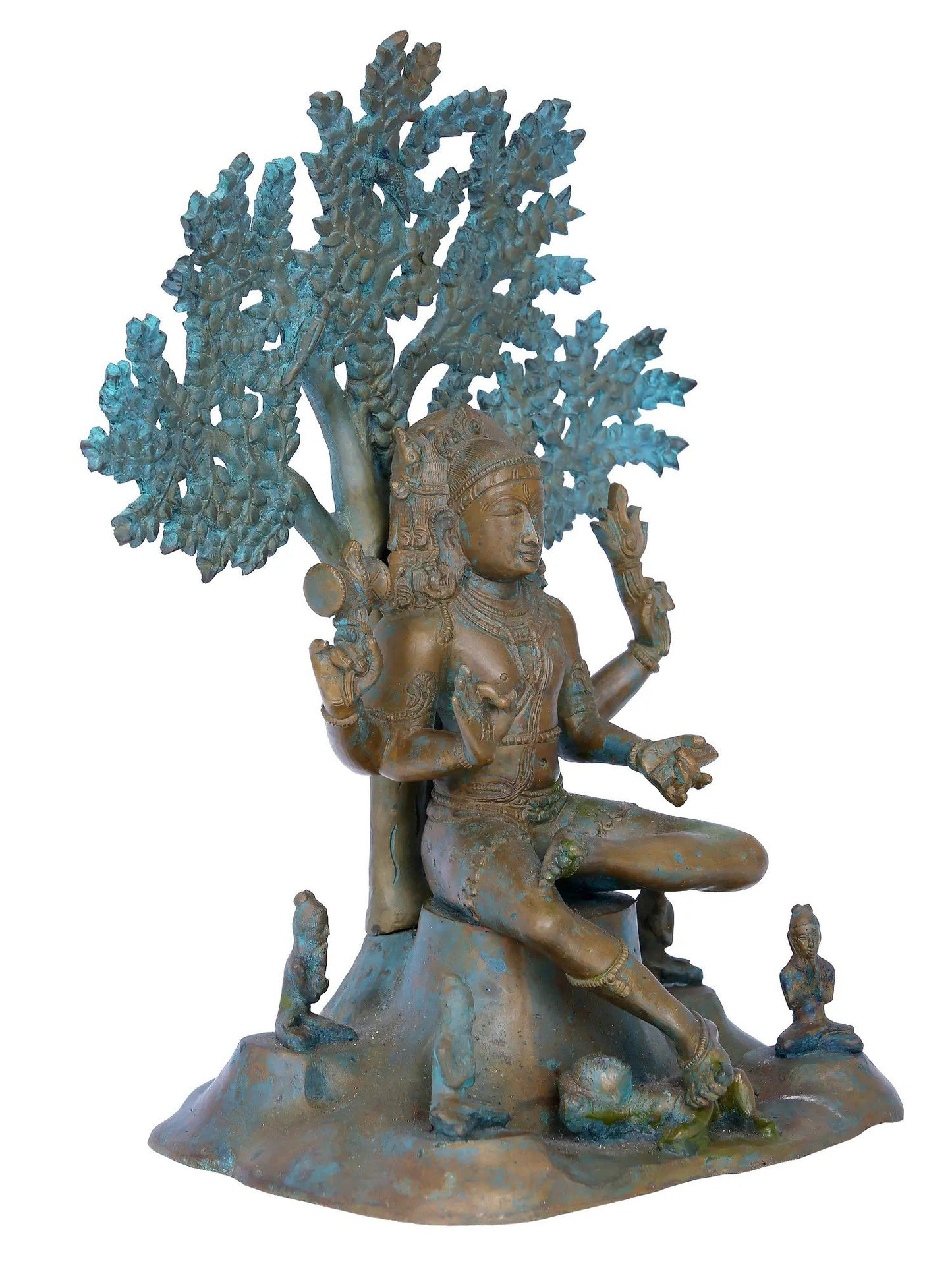 13'' Dakshinamurthy Shiva Panchaloha Bronze Statue from Swamimalai | Madhuchista Vidhana (Lost-Wax)