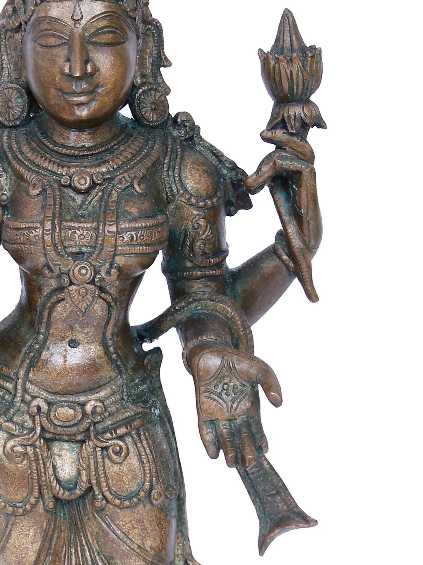 17'' Standing Lakshmi Statue | Madhuchista Vidhana (Lost-Wax) | Panchaloha Bronze from Swamimalai