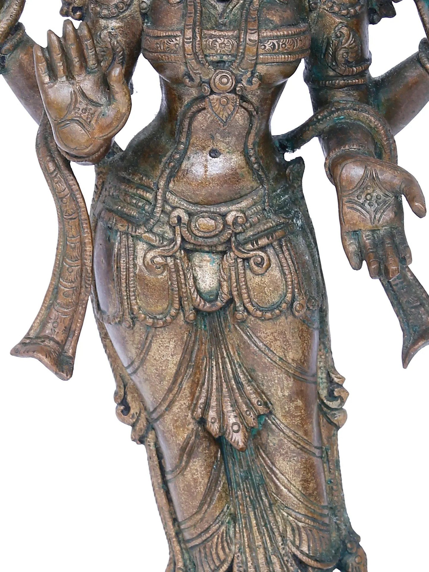 17'' Standing Lakshmi Statue | Madhuchista Vidhana (Lost-Wax) | Panchaloha Bronze from Swamimalai