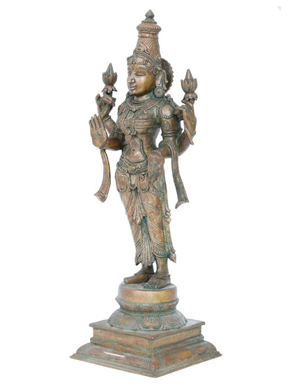 17'' Standing Lakshmi Statue | Madhuchista Vidhana (Lost-Wax) | Panchaloha Bronze from Swamimalai