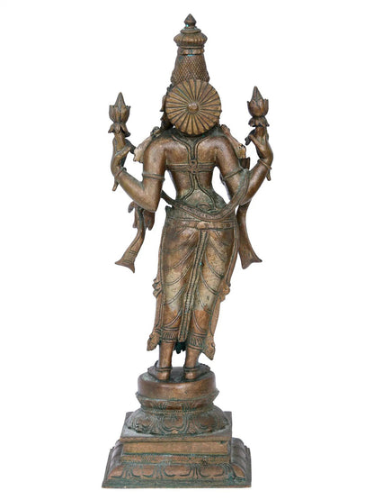 17'' Standing Lakshmi Statue | Madhuchista Vidhana (Lost-Wax) | Panchaloha Bronze from Swamimalai