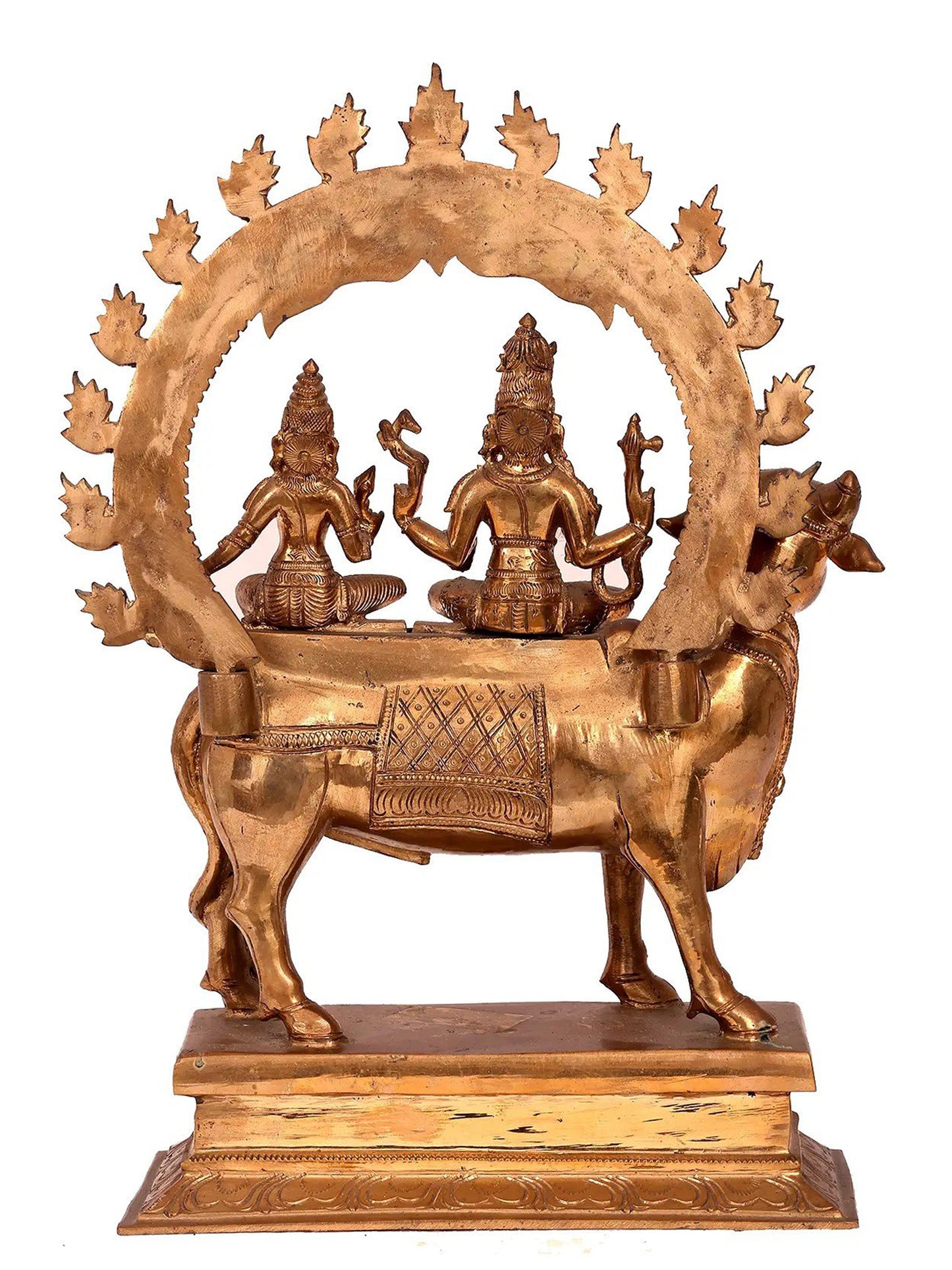 16'' Pradosha Moorthy (Shiva Parvati) Panchaloha Bronze Statue from Swamimalai | Handmade Bronze Idol