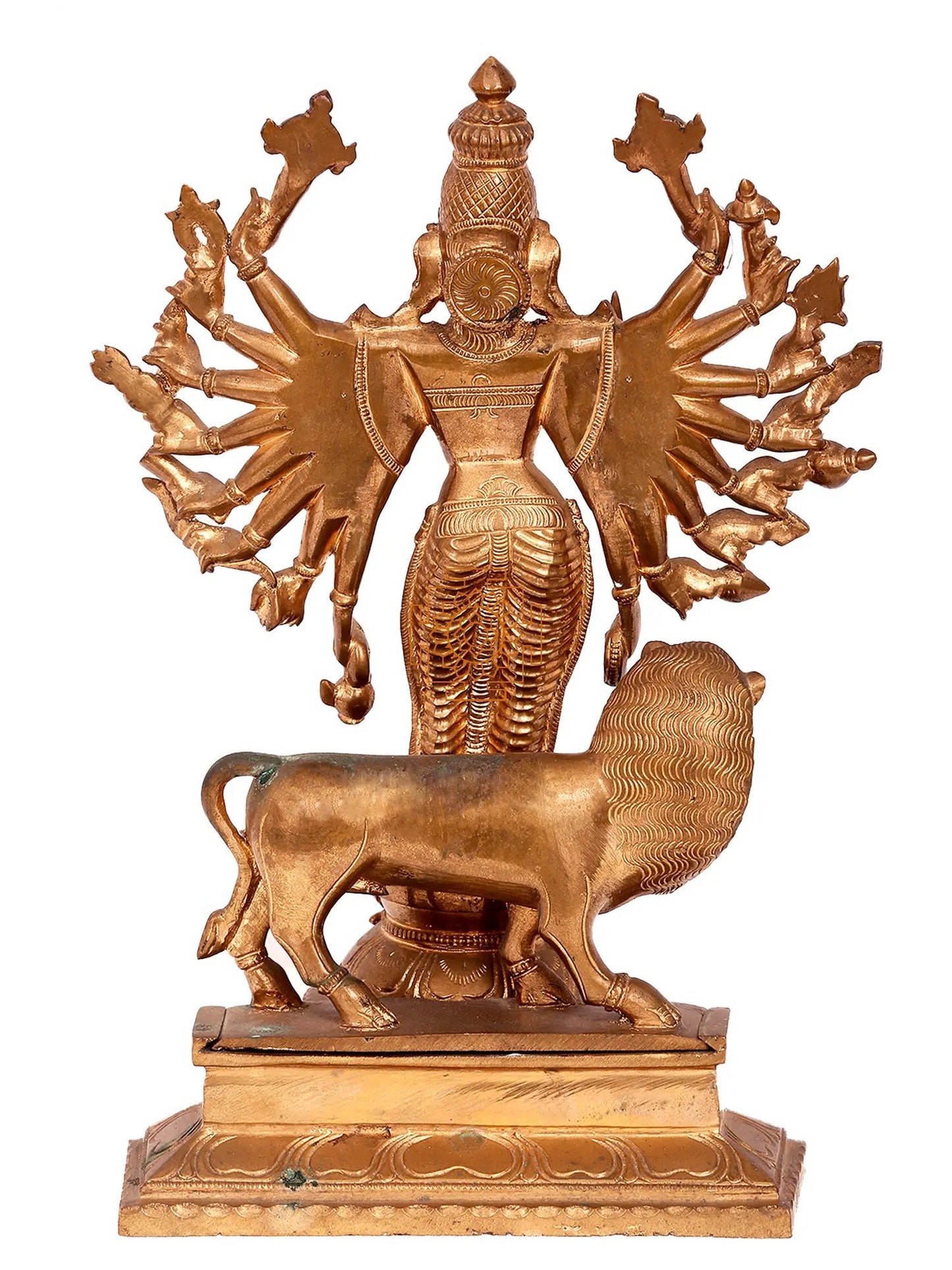 13'' Standing Durga | Madhuchista Vidhana (Lost-Wax) | Handmade Goddess Idol | Panchaloha Bronze from Swamimalai