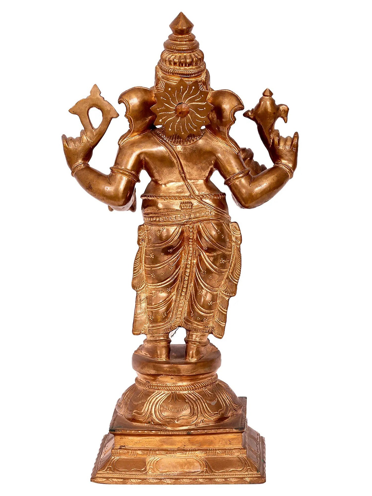 15'' Standing Ganesha Panchaloha Bronze Statue from Swamimalai | Handmade Lord Ganesha Idol