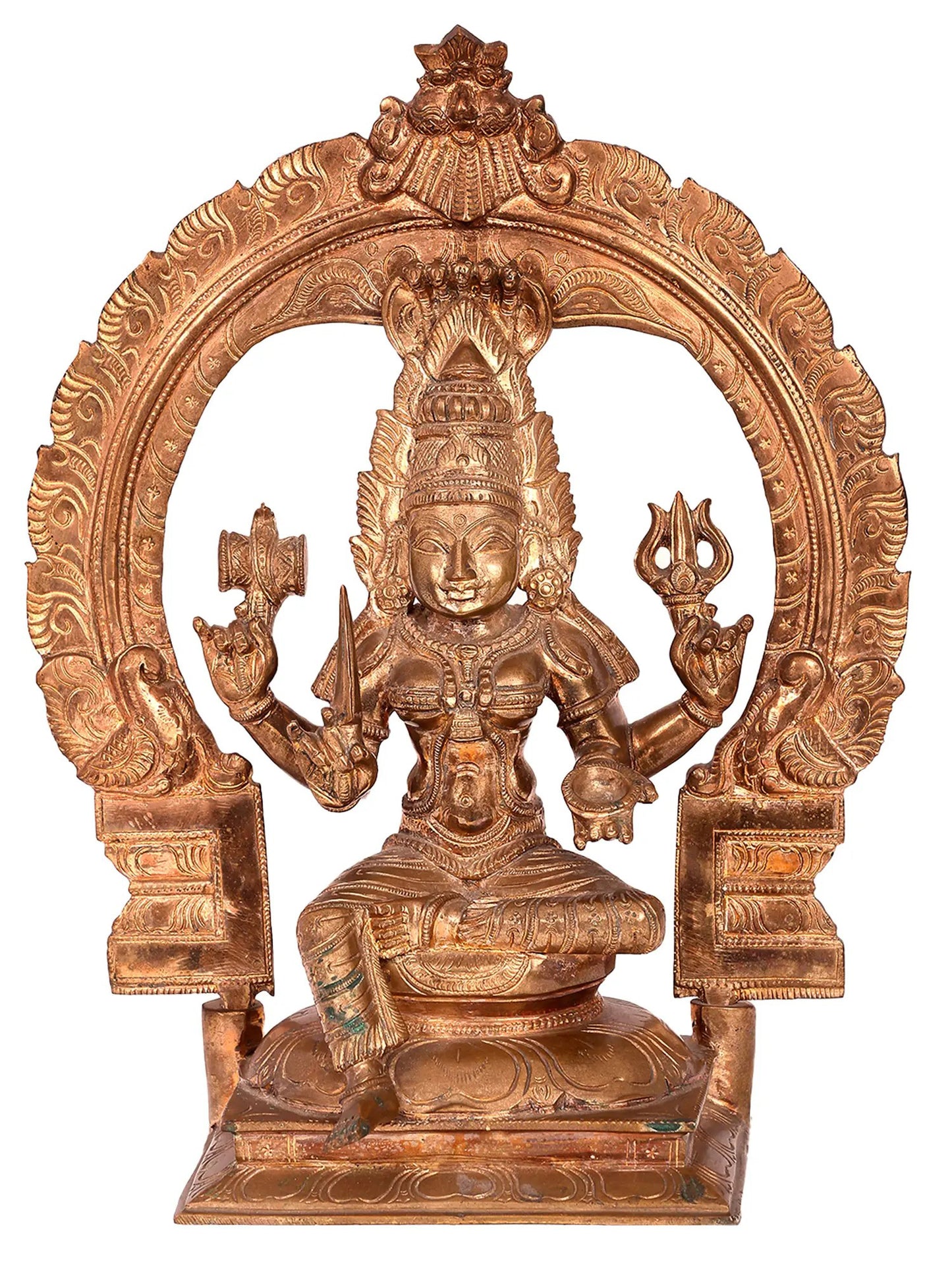 2'' Goddess Mariamman (South Indian Durga) Idol | Madhuchista Vidhana (Lost-Wax) | Handmade Goddess Statue | Panchaloha Bronze From Swamimalai