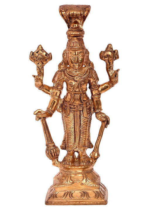 10'' Lord Satyanarayan | Handmade Idol | Madhuchista Vidhana (Lost-Wax) | Panchaloha Bronze from Swamimalai