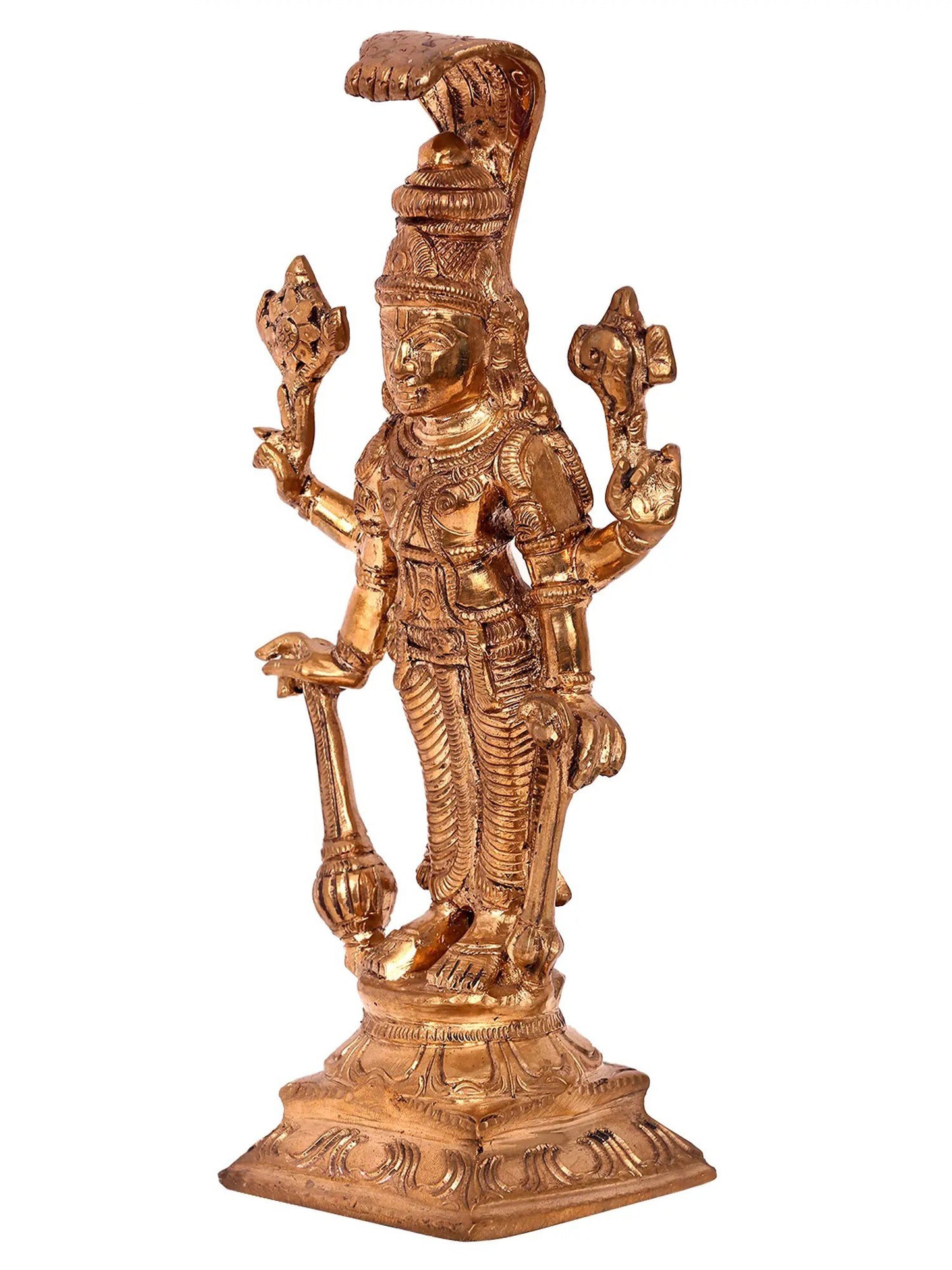 10'' Lord Satyanarayan | Handmade Idol | Madhuchista Vidhana (Lost-Wax) | Panchaloha Bronze from Swamimalai