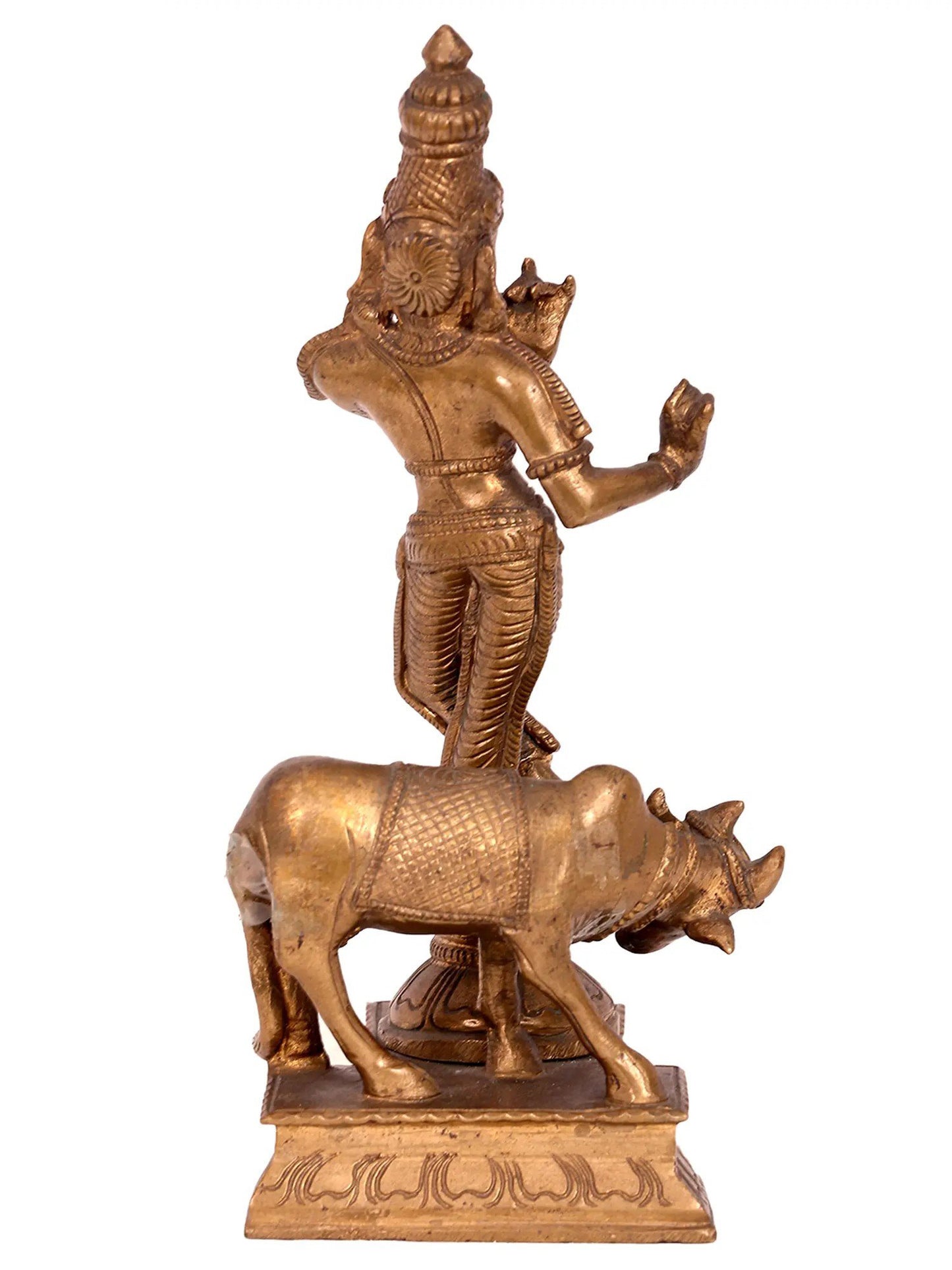 8'' Lord Krishna With Cow | Handmade Idol | Madhuchista Vidhana (Lost-Wax) | Panchaloha Bronze Statue From Swamimalai