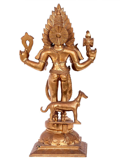 16'' Lord Shiva As Bhairava Statue | Handmade Idol | Madhuchista Vidhana (Lost-Wax) | Panchaloha Bronze From Swamimalai