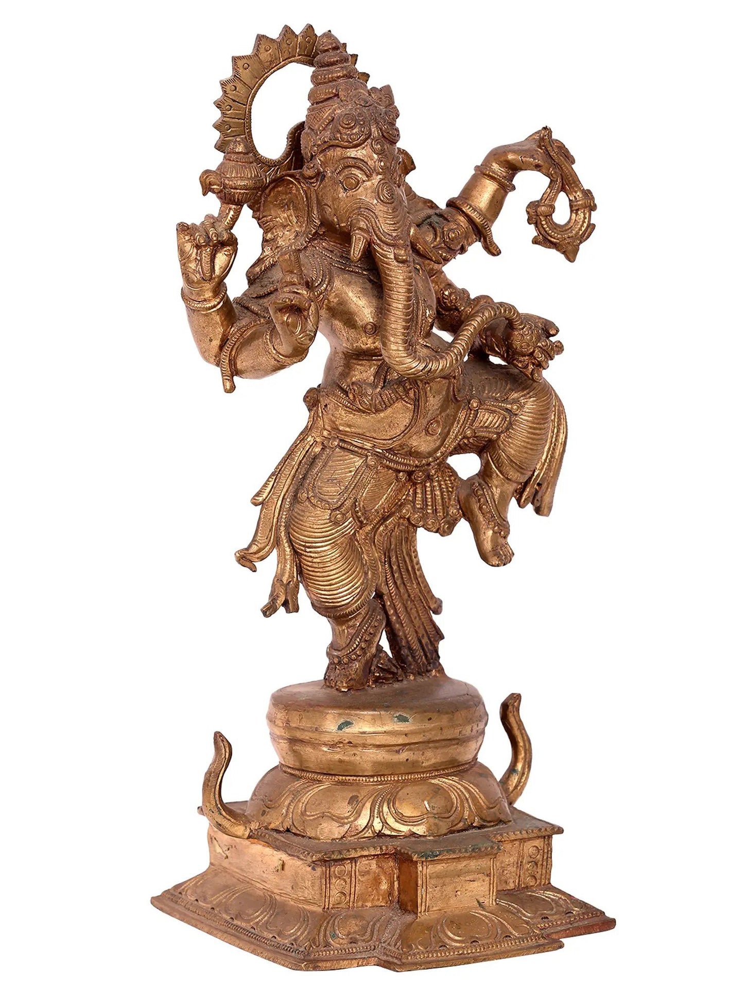 14'' Dancing Ganesha | Handmade Idol | Lord Ganesha Statue | Panchaloha Bronze From Swamimalai