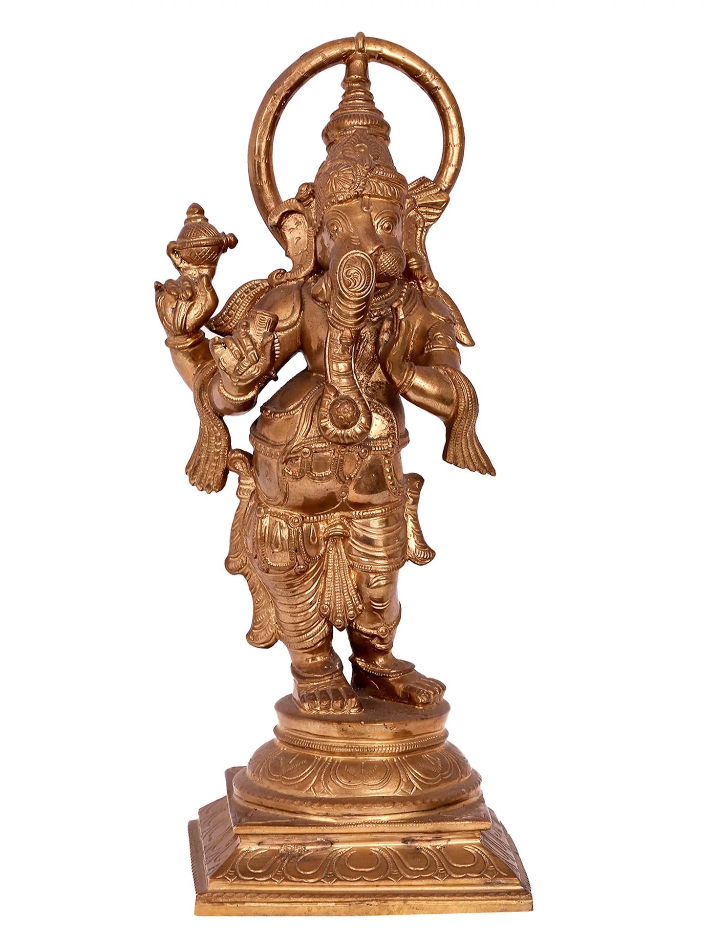 13" Aadyanta Prabhu Panchaloha Bronze Statue from Swamimalai | Lord Ganesha Statue | Madhuchista Vidhana (Lost-Wax)