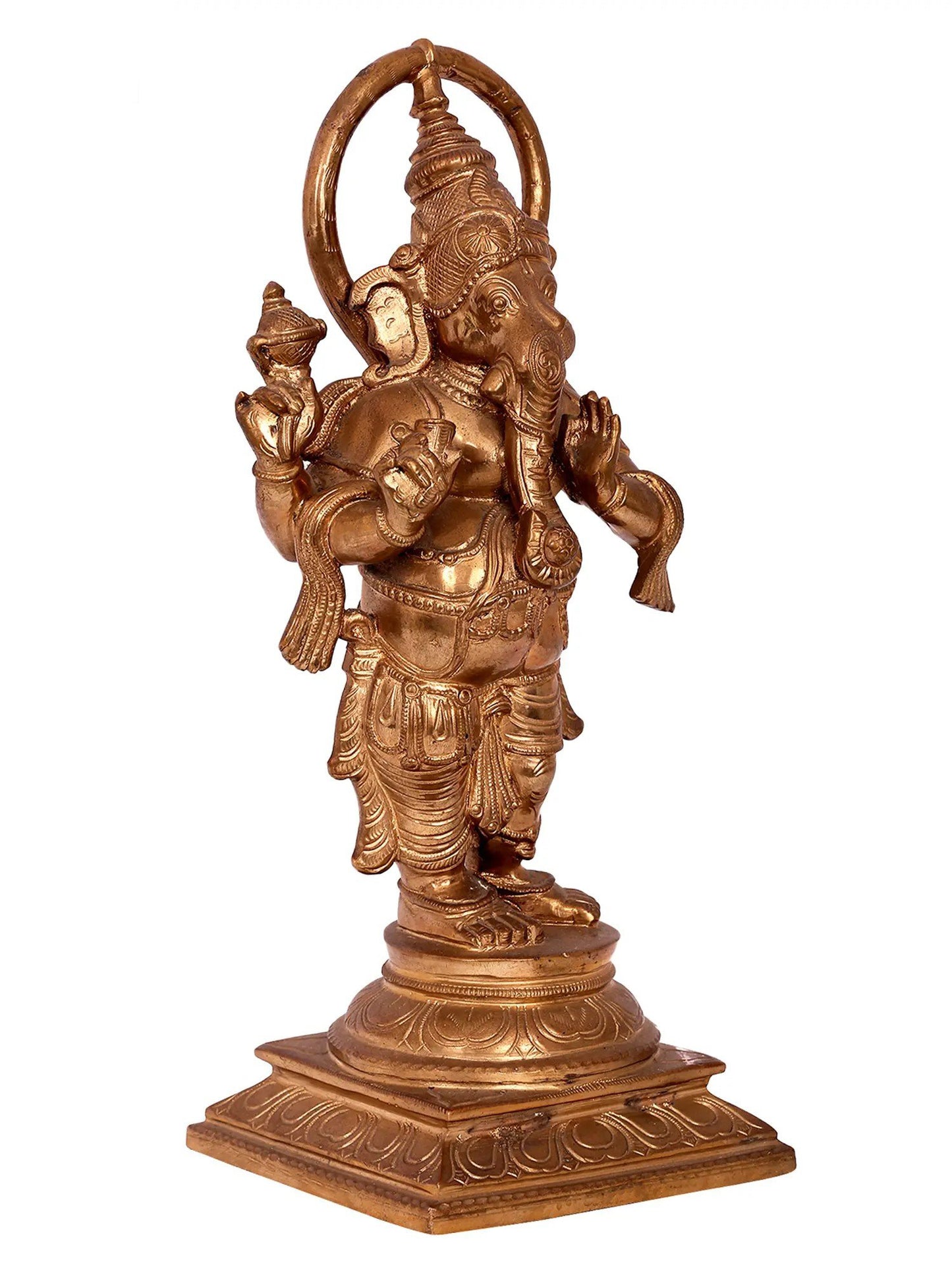 13" Aadyanta Prabhu Panchaloha Bronze Statue from Swamimalai | Lord Ganesha Statue | Madhuchista Vidhana (Lost-Wax)