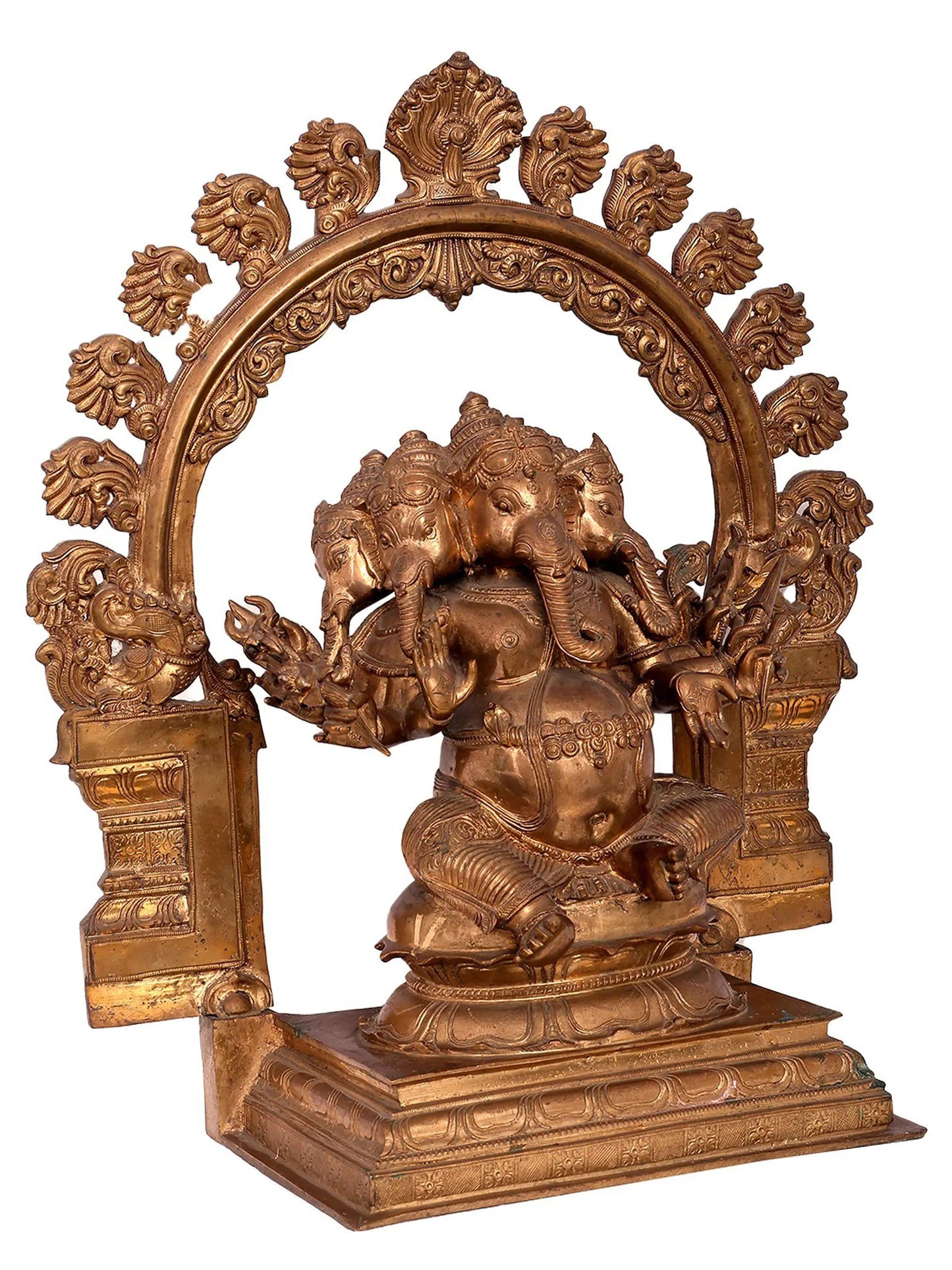 17'' Panchamukhi Ganesha | Madhuchista Vidhana (Lost-Wax) | Panchaloha Bronze from Swamimalai