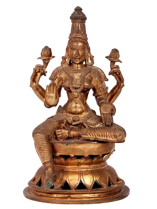 12'' Goddess Lakshmi Panchaloha Bronze Statue from Swamimalai | Goddess Idol | Madhuchista Vidhana (Lost-Wax)