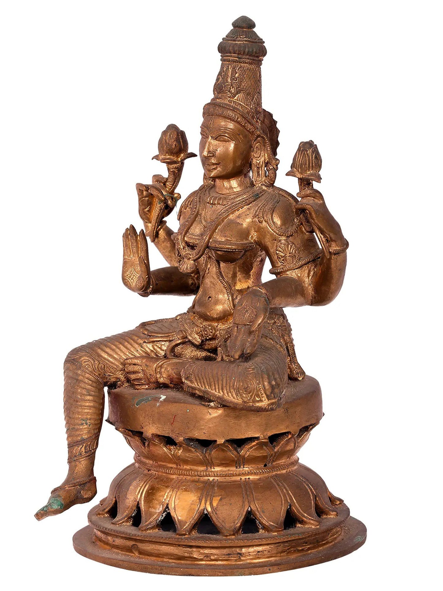 12'' Goddess Lakshmi Panchaloha Bronze Statue from Swamimalai | Goddess Idol | Madhuchista Vidhana (Lost-Wax)