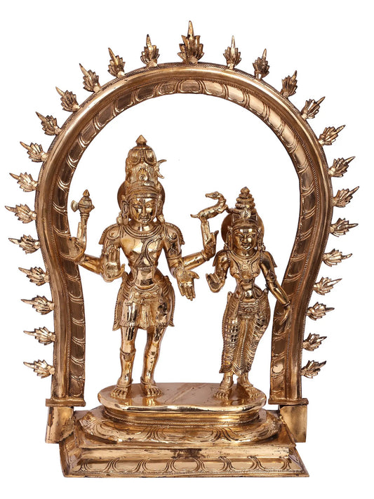 23'' Lord Shiva As Pashupatinath Idol With Goddess Parvati | Handmade Idol | Panchaloha Bronze Statue From Swamimalai