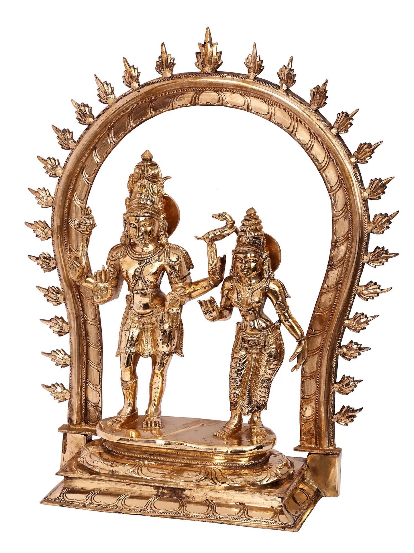 23'' Lord Shiva As Pashupatinath Idol With Goddess Parvati | Handmade Idol | Panchaloha Bronze Statue From Swamimalai