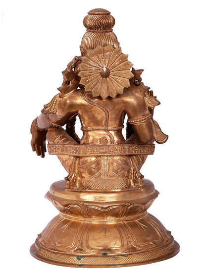 19'' Lord Ayyappan Bronze Figurine | Handmade Bronze Idol | Panchaloha Bronze Statue From Swamimalai