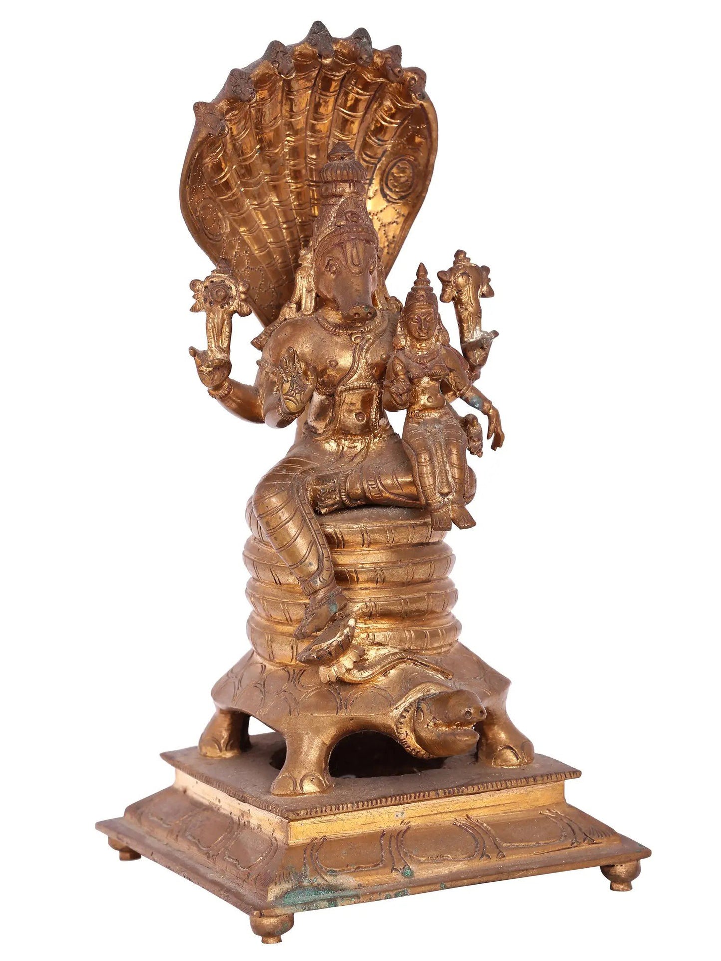 12'' Lord Varaha With Goddess Lakshmi | Lord Vishnu Handmade Idol | Panchaloha Bronze Statue From Swamimalai