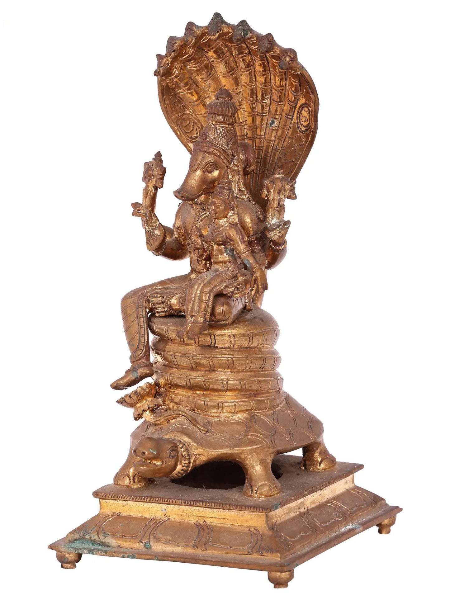 12'' Lord Varaha With Goddess Lakshmi | Lord Vishnu Handmade Idol | Panchaloha Bronze Statue From Swamimalai