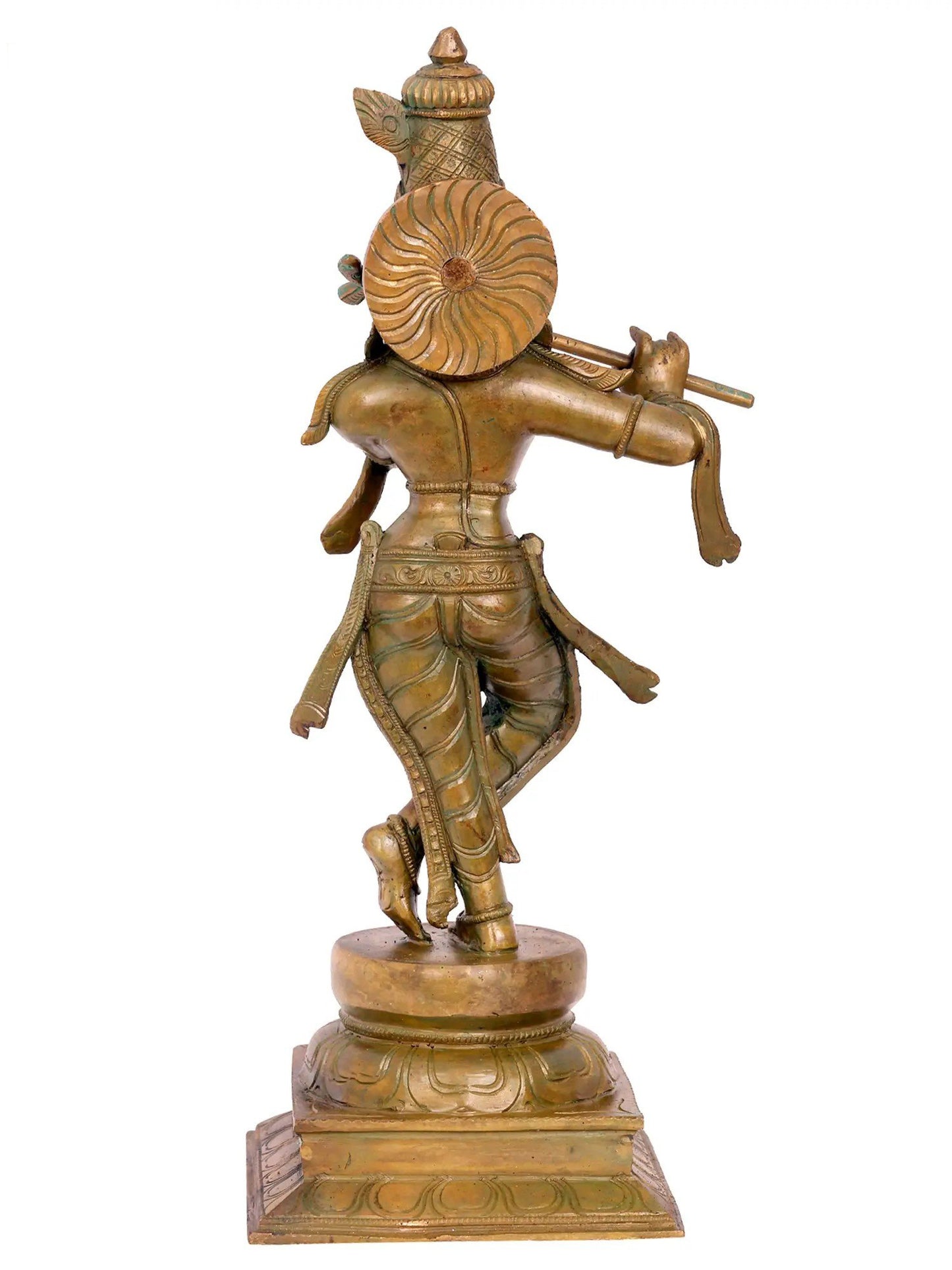 19'' Lord Fluting Krishna Standing On Pedstal In Bronze | Handmade Idol | Panchaloha Bronze From Swamimalai