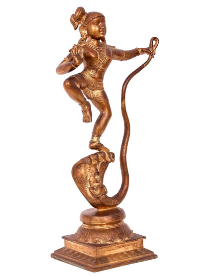 15'' Kaliya Krishna Bronze Statue | Lord Krishna Bronze Idol | Panchaloha Bronze from Swamimalai