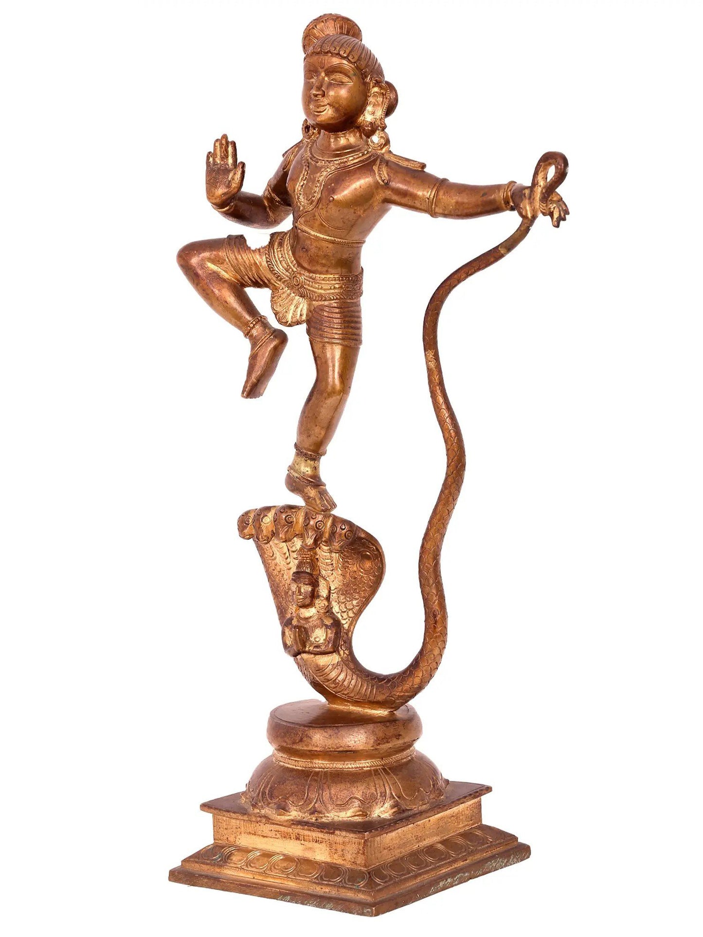 15'' Kaliya Krishna Bronze Statue | Lord Krishna Bronze Idol | Panchaloha Bronze from Swamimalai