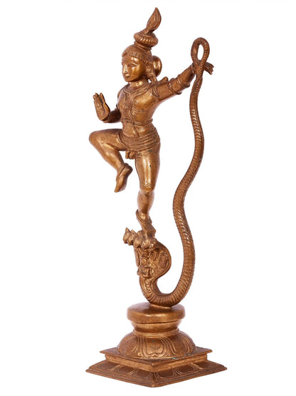 14'' Kaliya Krishna | Handmade Krishna Idol | Panchaloha Bronze Statue From Swamimalai