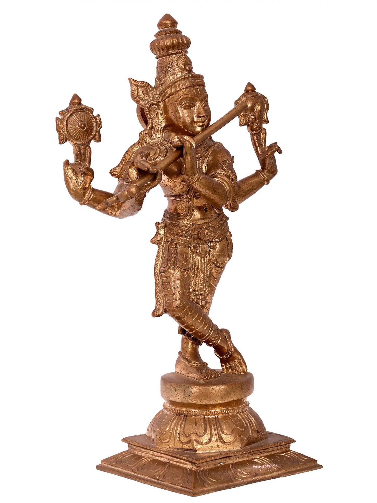 16'' Lord Venugopal Bronze Statue | Lord Krishna Statue | Panchaloha Bronze from Swamimalai