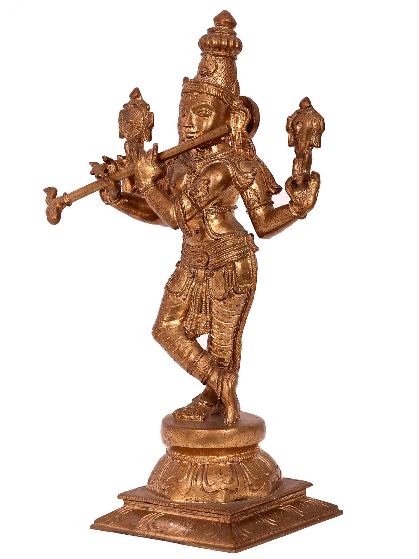 16'' Lord Venugopal Bronze Statue | Lord Krishna Statue | Panchaloha Bronze from Swamimalai