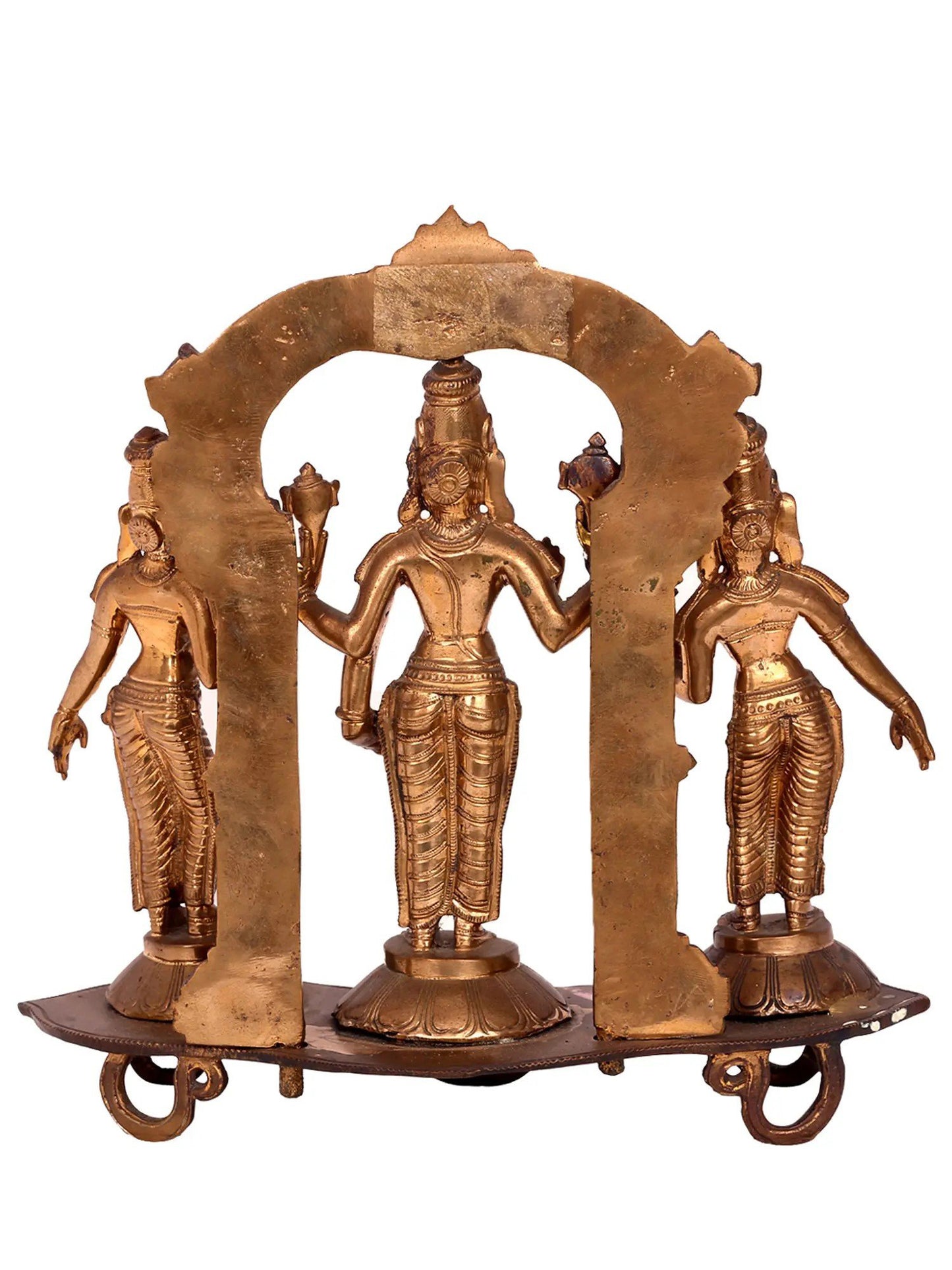 10'' Lord Perumal With Sridevi And Bhudevi | Handmade Bronze Idol | Panchaloha Bronze Statue From Swamimalai